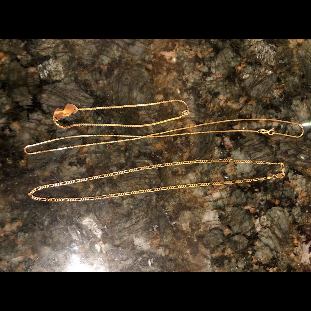 2 14k Yellow Gold chain and 1 14k Gold anklet